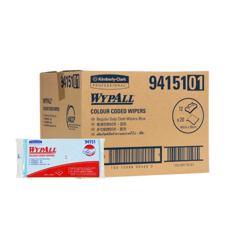WYPALL Food Service Cleaning Wiper 60 x 30 cm Blue 20 Sheets x 12