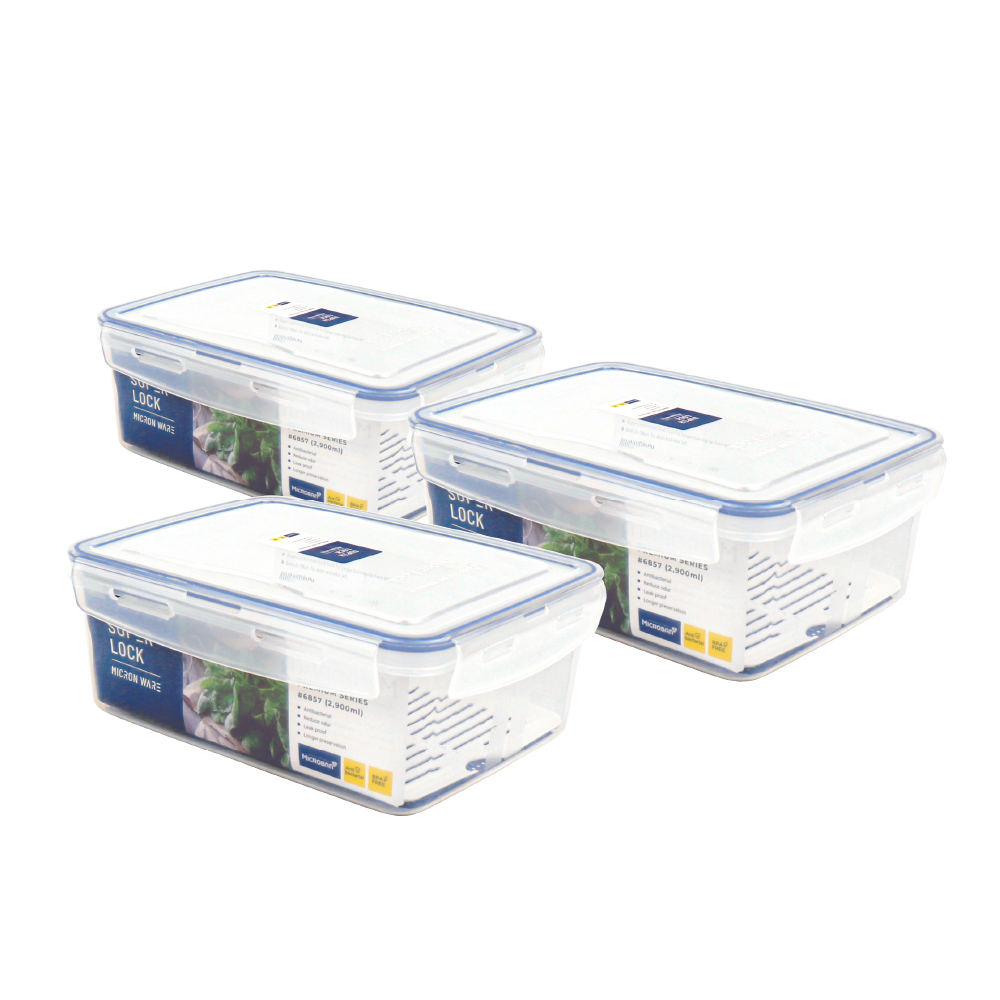 Super Lock Food Storage Container 6857 2900ml Pack 3