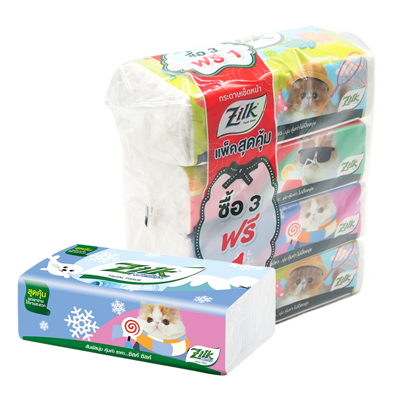 ZILK Facial Tissue Paper Soft Pack 140 sheets x 3+1