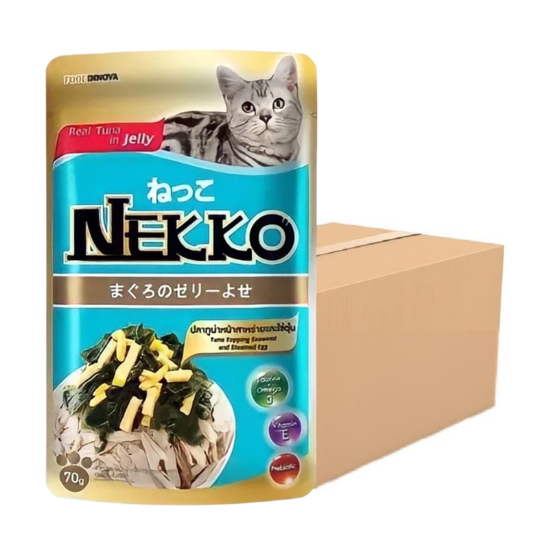 Nekko Jelly ปลาทูน่าหน้าสาหร่ายและไข่ตุ๋นในเยลลี่ 70g x 48 ซอง