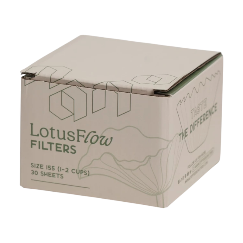 LotusFlow Filters 155 กรองกาแฟใบบัว 1–2 ถ้วย 30 แผ่น ฟิลเตอร์ Hydrophobic ลด Bypass สําหรับดริปเปอร์Origami  Lotus Flows Filter