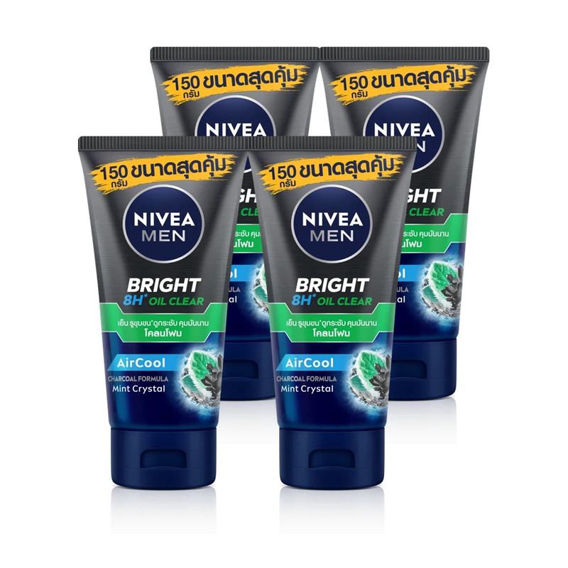 NIVEA MEN Bright Oil Clear Mud Facial Foam 150 g x 4