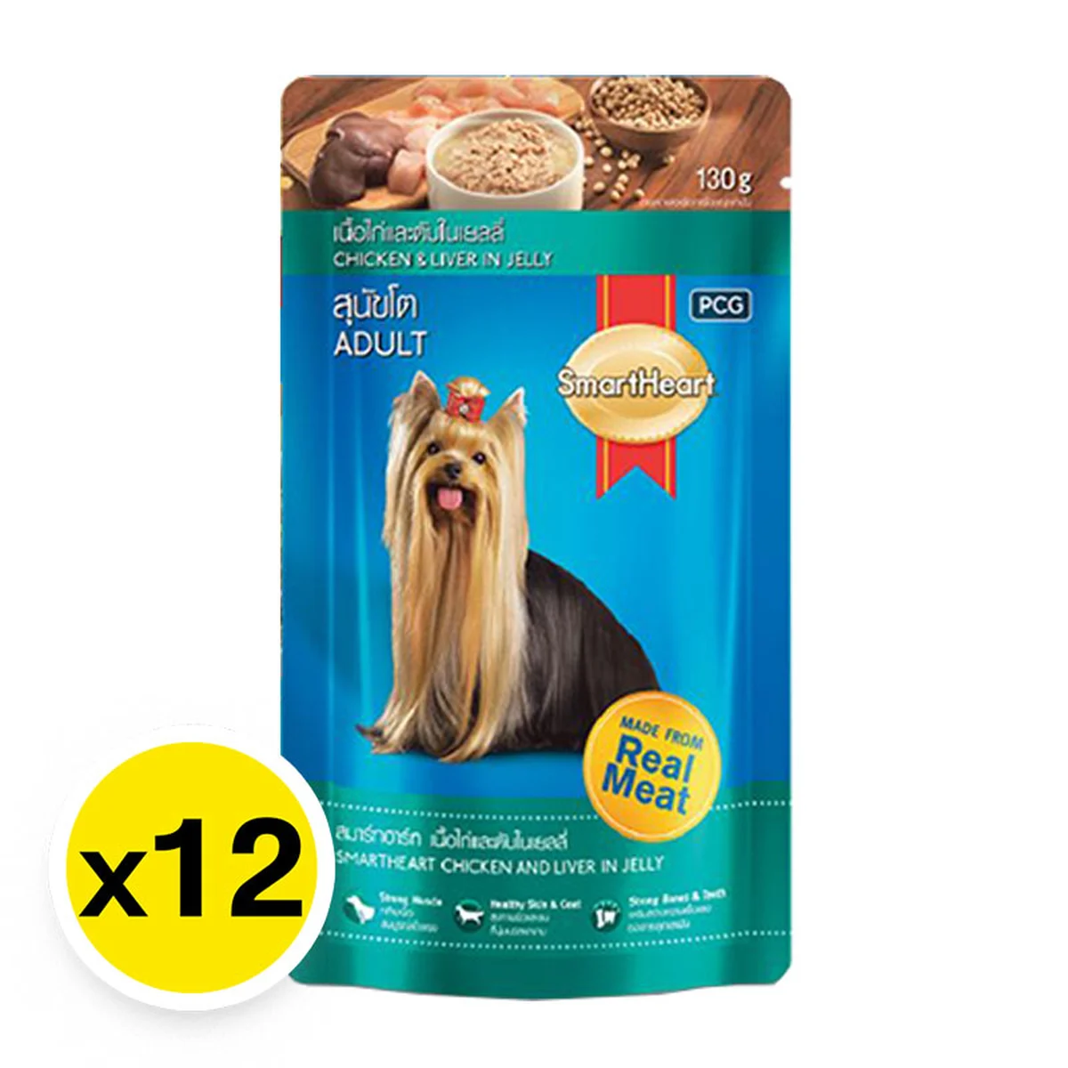 SMART HEART Pouch Chick & Liver Jelly 130 g x 12
