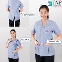 Thumbnail 3 of เสื้อกาวน์อสม เสื้อซาฟารีอสม. + ปักโลโก้ G806 สีเทาอมฟ้า ไซส์ L