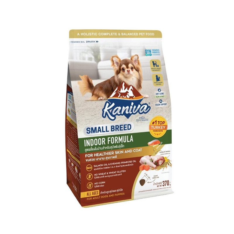 KANIVA Dog Food Indoor Small Breed Dog Turkey Salmon and Rice For All Life Stages Dogs Over 4 Months 370 g