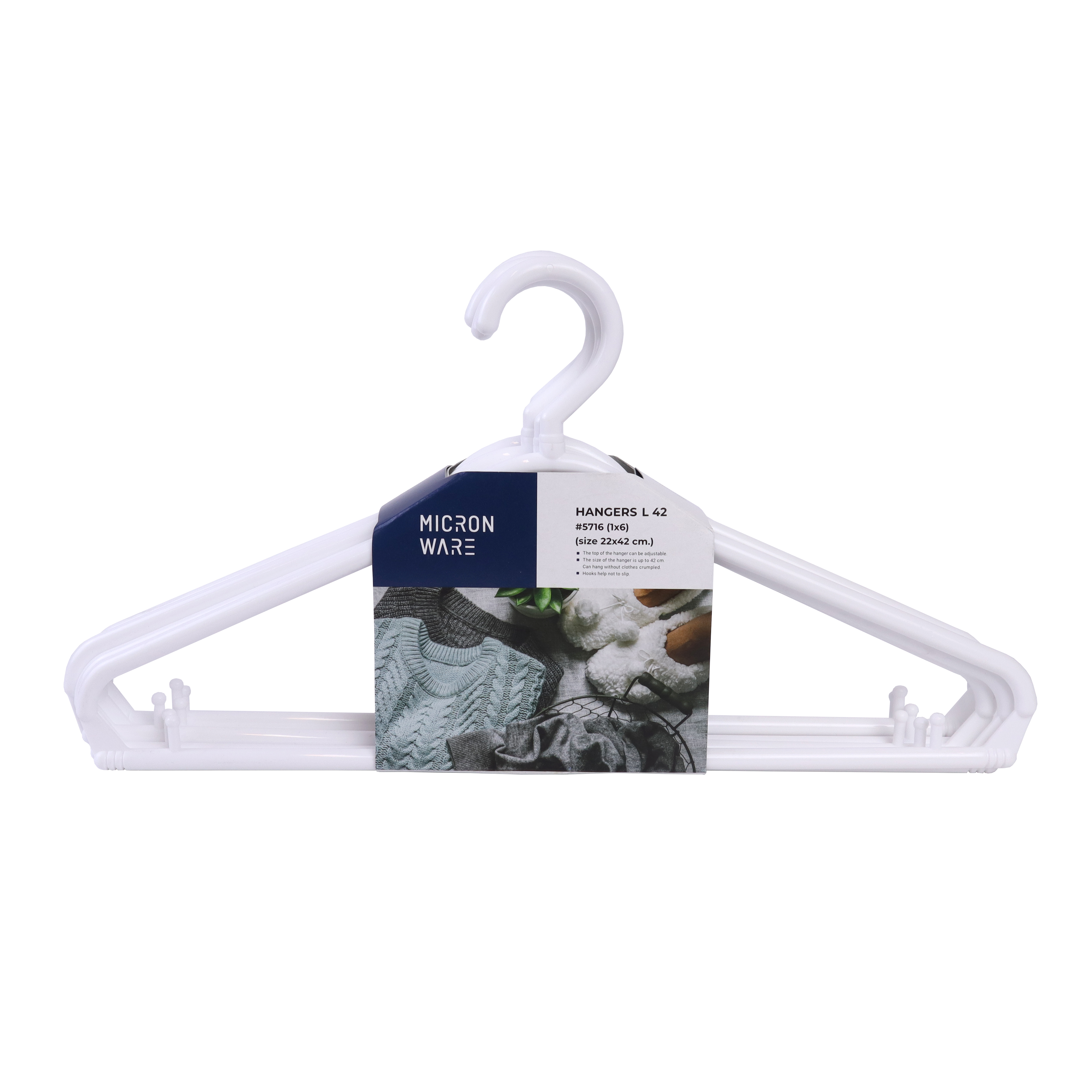 Super Lock Heavy-Duty Plastic Adult Hangers 42 x 22cm 5716 Pack 6