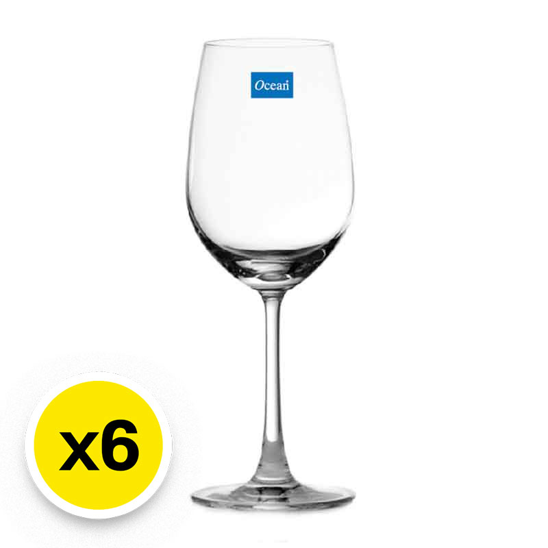 OCEAN GLASS Wine Glass 12 oz Model MADISON 350 ml x 6
