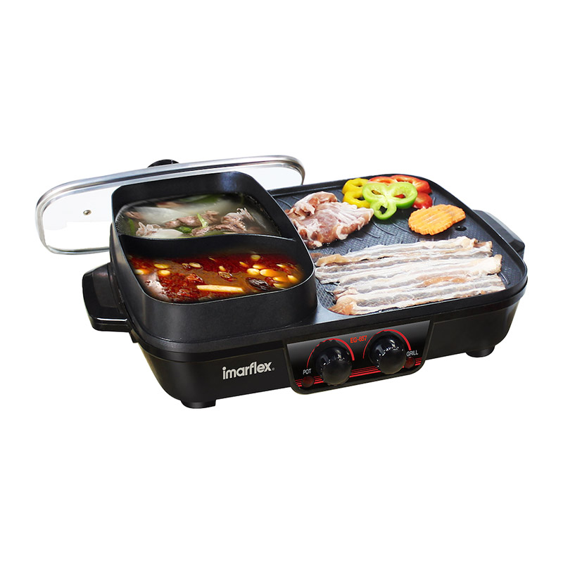 IMARFLEX Electric Barbecue Grill with Pot Model EG-657