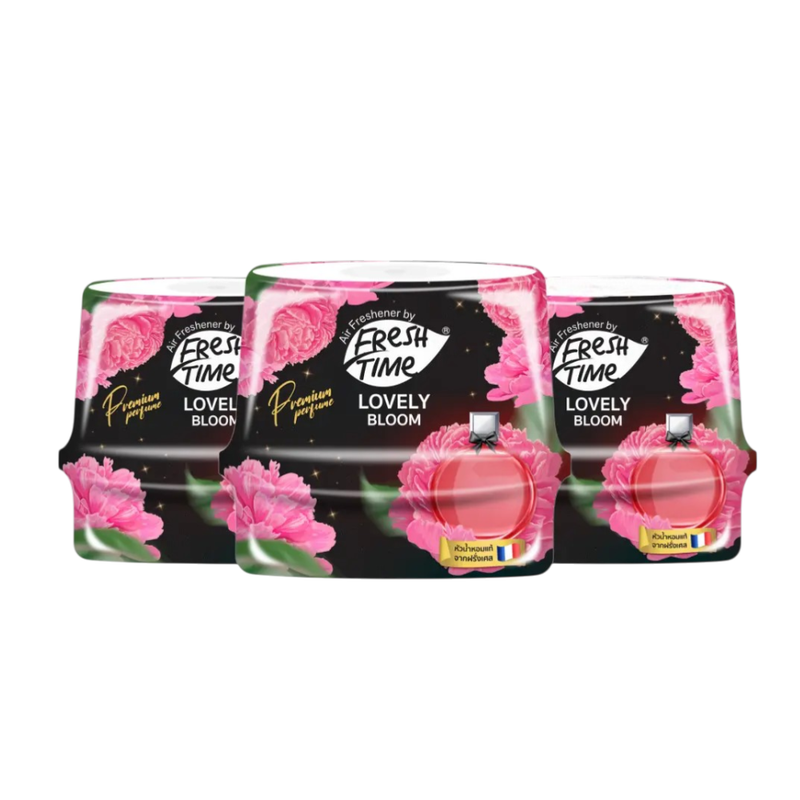 [แพ็ค3ชิ้น]Fresh Time เจลหอมปรับอากาศพรีเมี่ยม หัวน้ําหอมแท้ LovelyBloom 180g