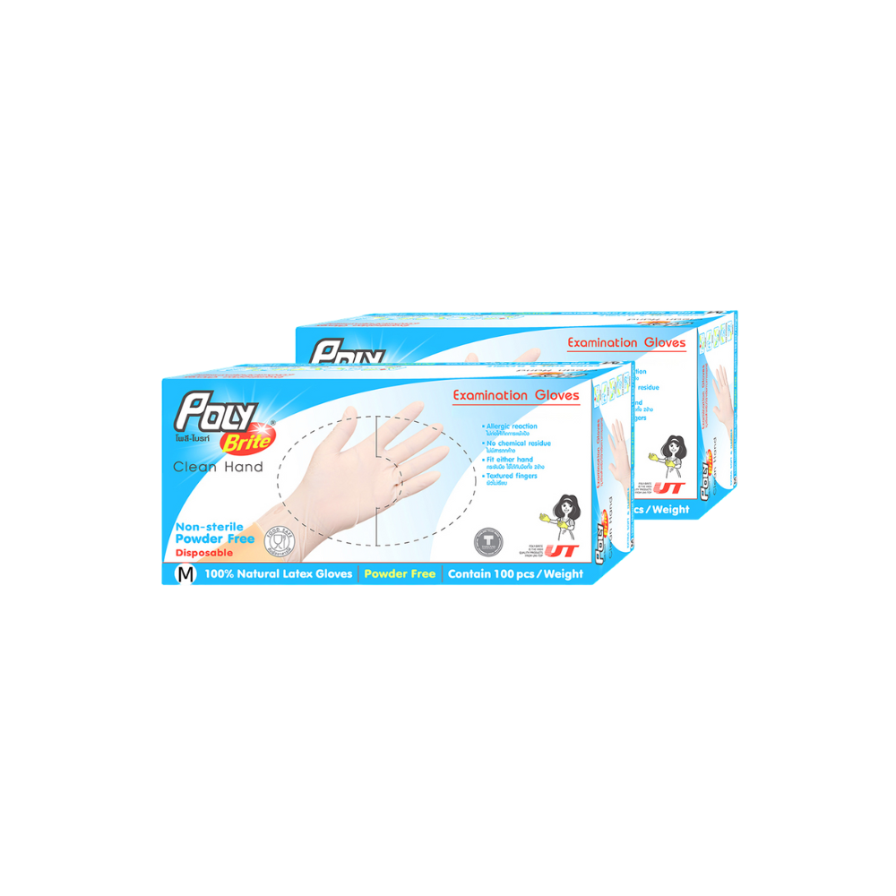 Poly-Brite Examination gloves “Powder free” (Size M) 100 pcs/box (x 2 boxes)