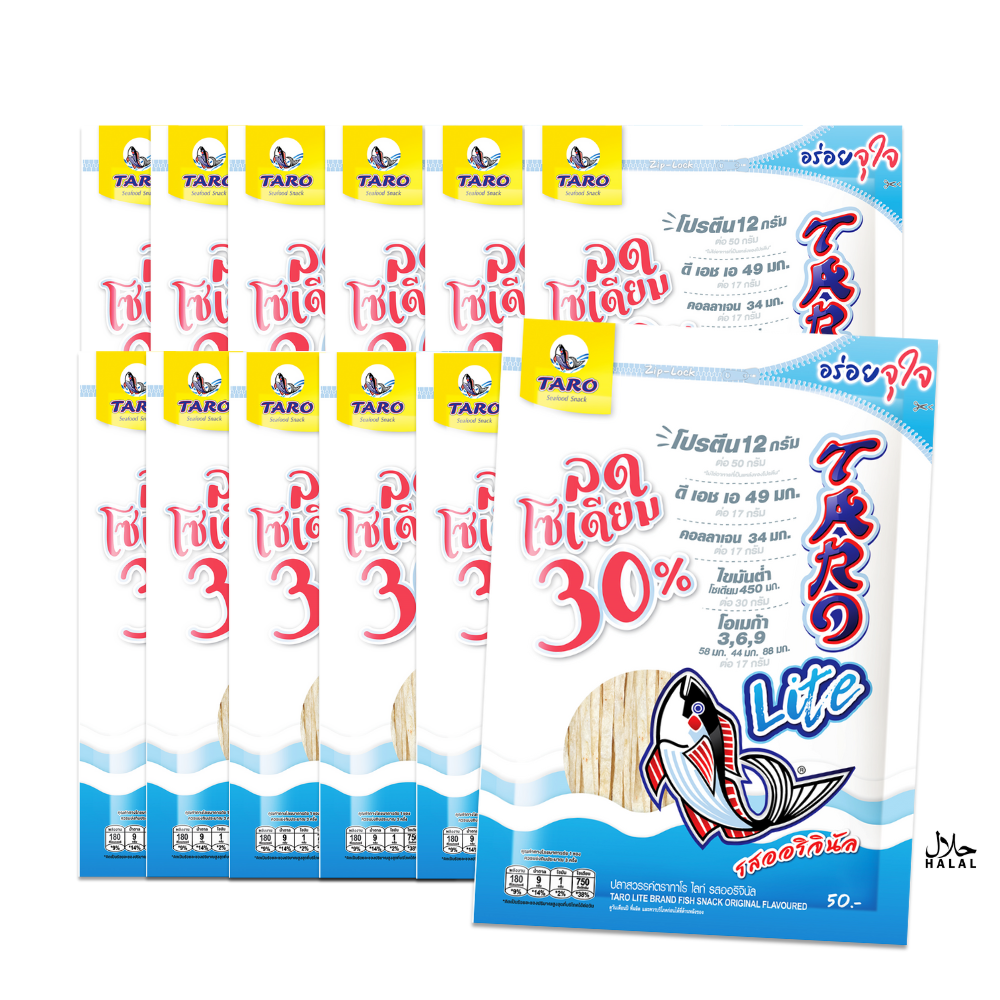TARO LITE BRAND FISH SNACK ORIGINAL FLAVOURED 50G. x 12