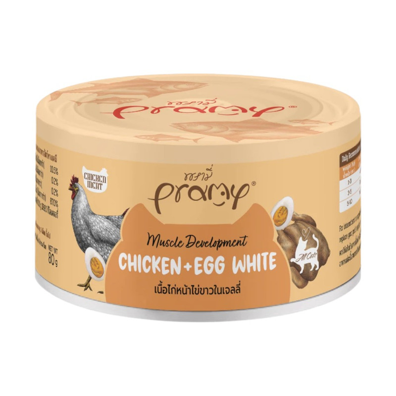 Pramy Canned พรามี่ อาหารกระป๋องสําหรับแมว ขนาด 80g C05-ไก่หน้าไข่ขาว