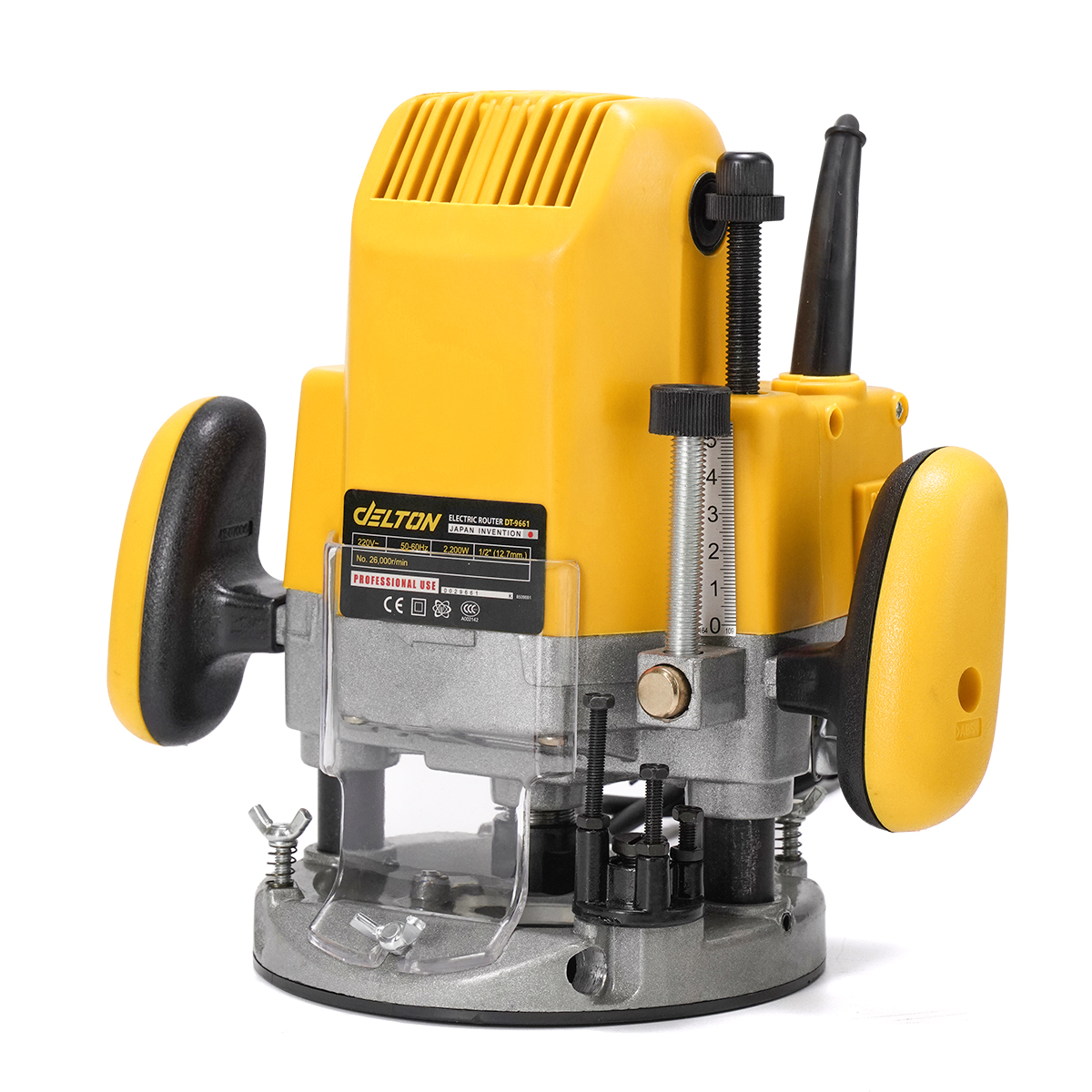 DELTON เร้าเตอร์ เครื่องเซาะร่องไม้ 2,200W ขนาด 1/2 นิ้ว 4 หุน เครื่องเซาะร่อง พร้อมกระเป๋าและอุปกรณ์เสริม รุ่น DT-9661