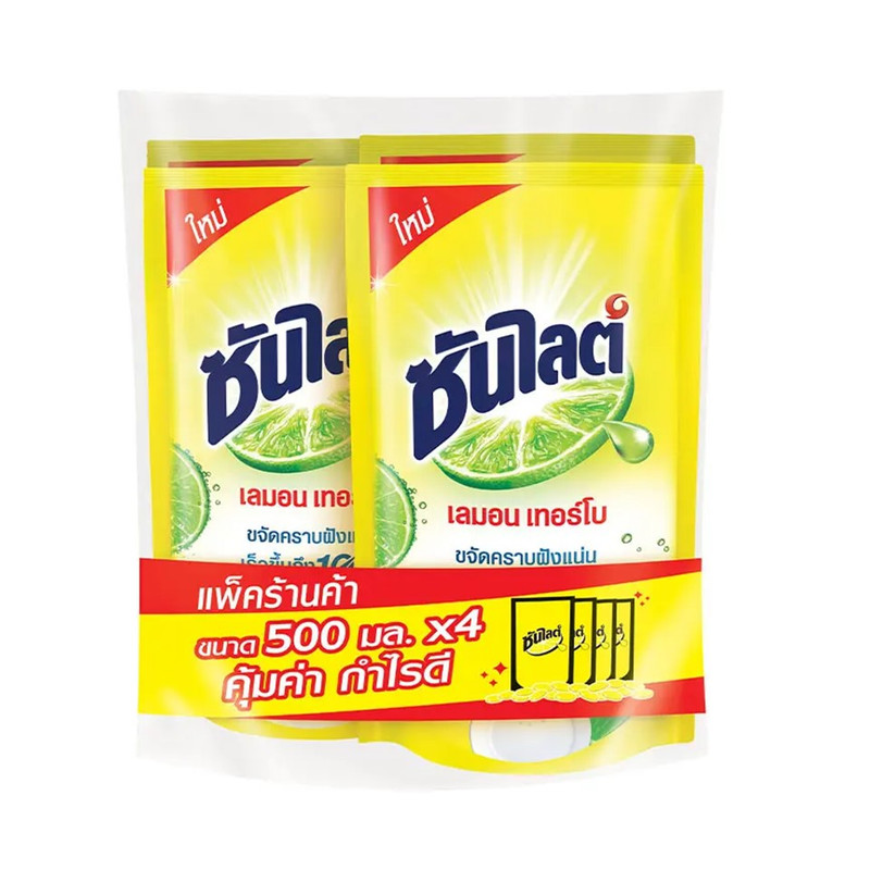 ซันไลต์ น้ำยาล้างจาน เลมอน 500 มล. x 4