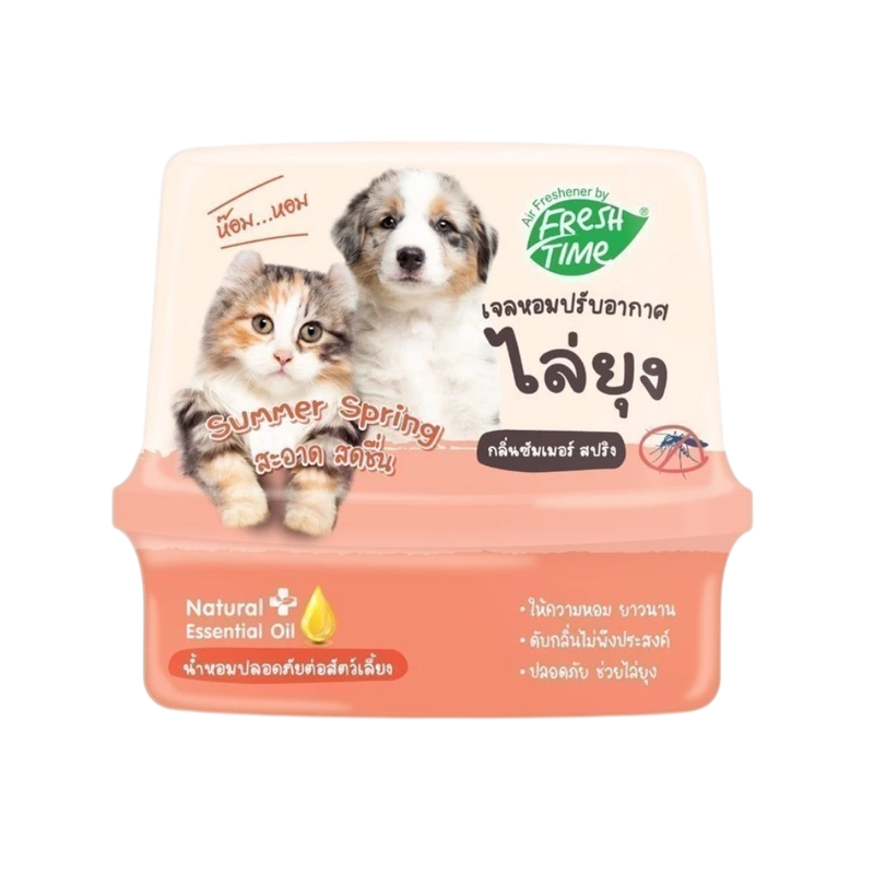 FreshTime เจลปรับอากาศ สูตรไล่ยุง ส่วนผสมจากน้ํามันสกัดธรรมชาติ ช่วยดับกลิ่น ปลอดภัยต่อสัตว์ ไล่ยุง กลิ่นซัมเมอร์ ขนาด 180 กรัม