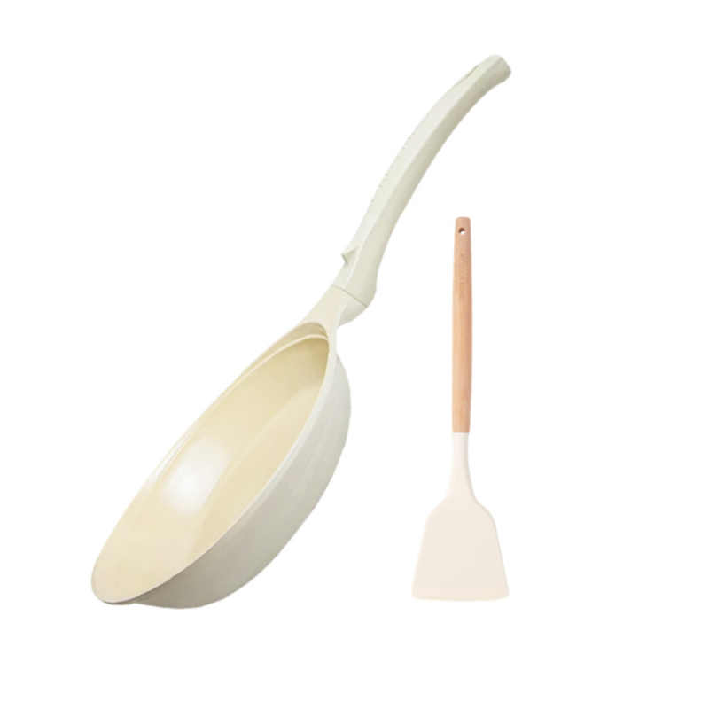 Korea King Colormic (Fry Pan) กระทะ โคเรียคิง คัลเลอมิคก้นแบน (24cm) 1 ใบ + แถมตะหลิว (สีขาว) 1 อัน