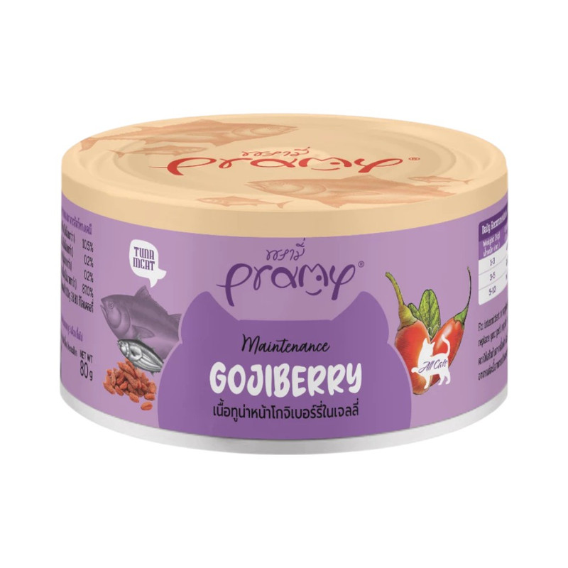 Pramy Canned พรามี่ อาหารกระป๋องสําหรับแมว ขนาด 80g C04-ทูน่าโกจิเบอร์รี