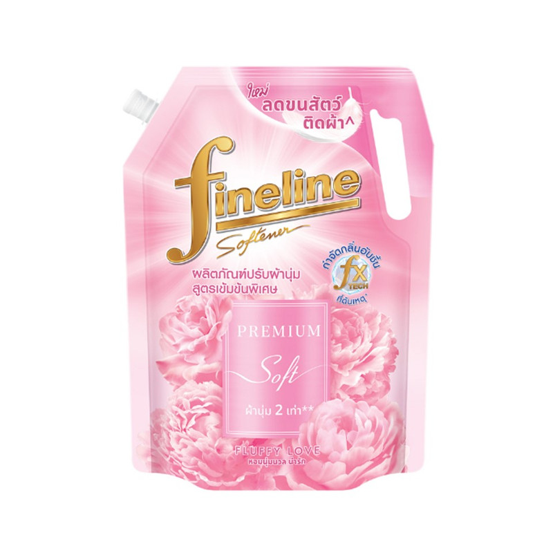 ไฟน์ไลน์ ผลิตภัณฑ์ปรับผ้านุ่ม สูตรเข้มข้นพิเศษ พรีเมี่ยมซอฟท์ 1000 มล. กลิ่นฟัฟฟี่เลิฟ สีชมพูอ่อน