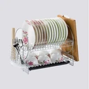 Thumbnail 1 of HomeHuk ที่คว่ำจาน 2 ชั้น พร้อมที่ใส่ช้อนส้อม ถาดรองน้ำ 52 x 25 x 32 ซม. สีขาว