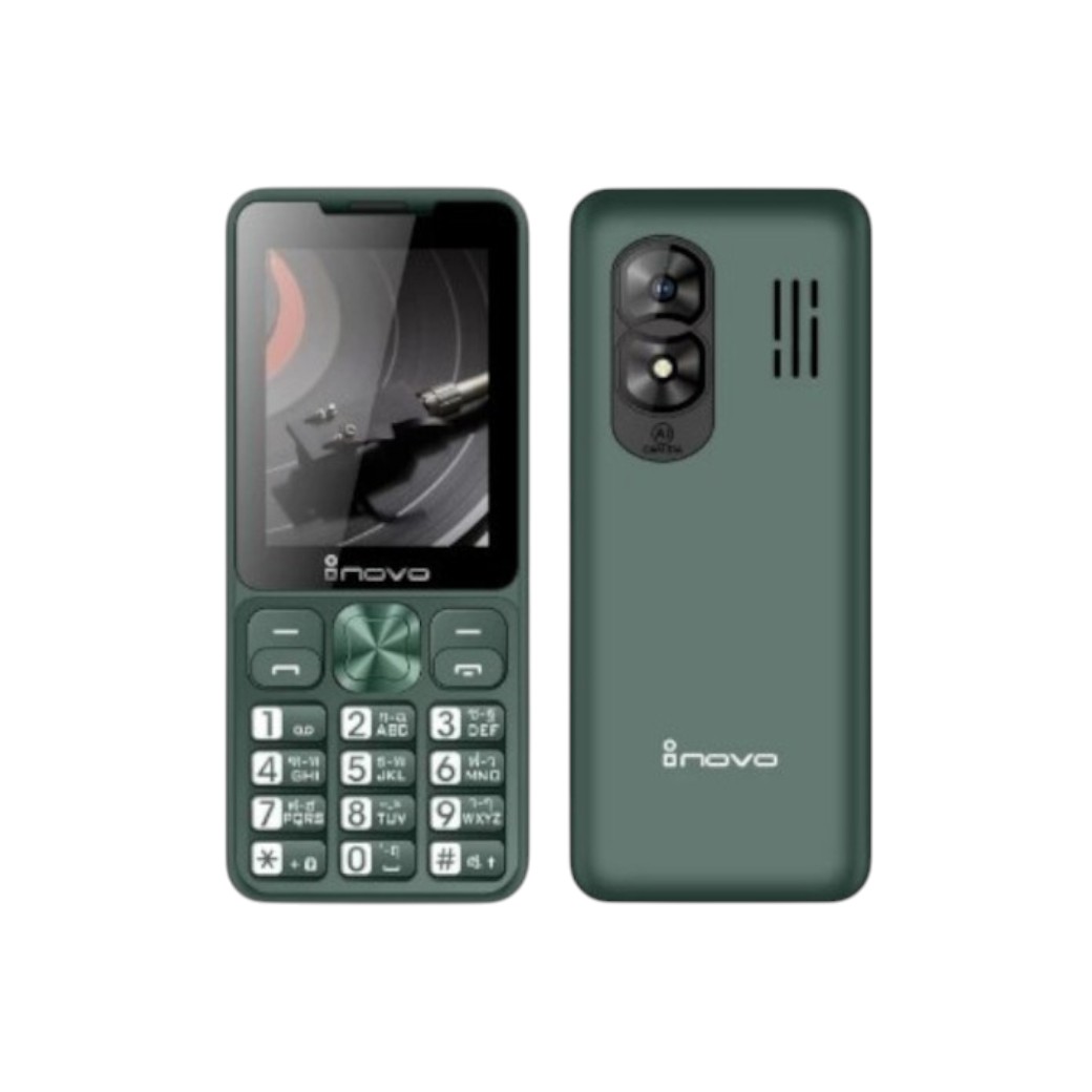 INOVO I-27 Disco มือถือปุ่มกดราคาถูกแถมหูฟัง ใช้ได้ 2 ซิม ชาร์จ type C ประกันศูนย์ 1ปี แถมชุดสายชาร์จ/คู่มือ Green