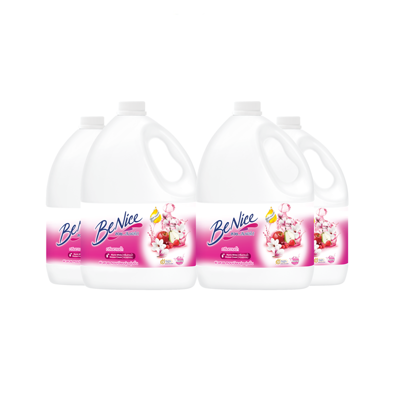[Pack4] BeNice  Shower Cream Gallon 2,800ml. X4, White