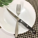 Thumbnail 2 of Twin Fish ชุดมีดและส้อมสำหรับทานสเต็ก มีดสเต็กด้ามดำ ส้อมคู่มีดสเต็ก 1คู่ Twin Fish