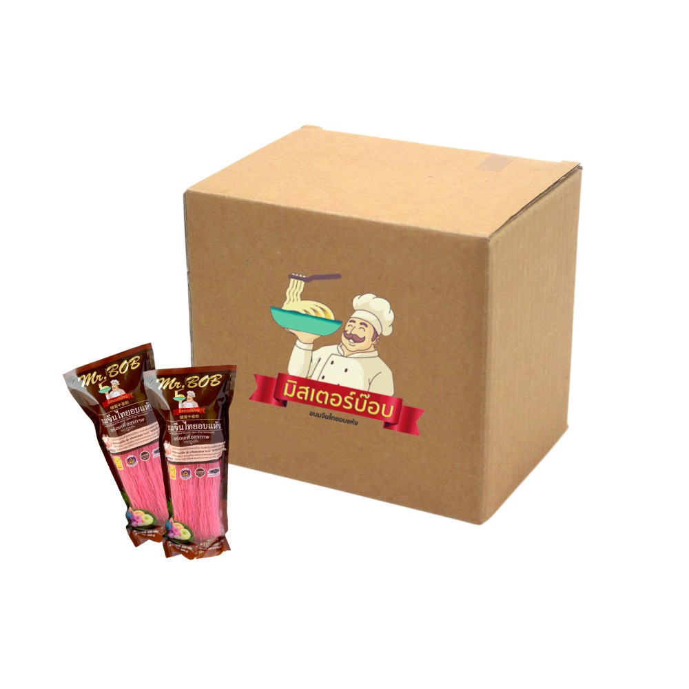 ขนมจีนอบแห้งมิสเตอร์บ๊อบขนาด 100 กรัม x100 ห่อ ชมพูแก้วมังกร