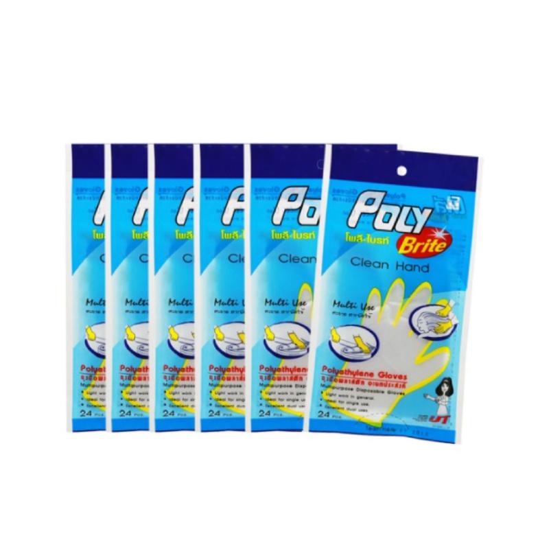 โพลี-ไบรท์ ถุงมืออเนกประสงค์  HDPE (24 ชิ้น)  x 6 ซอง