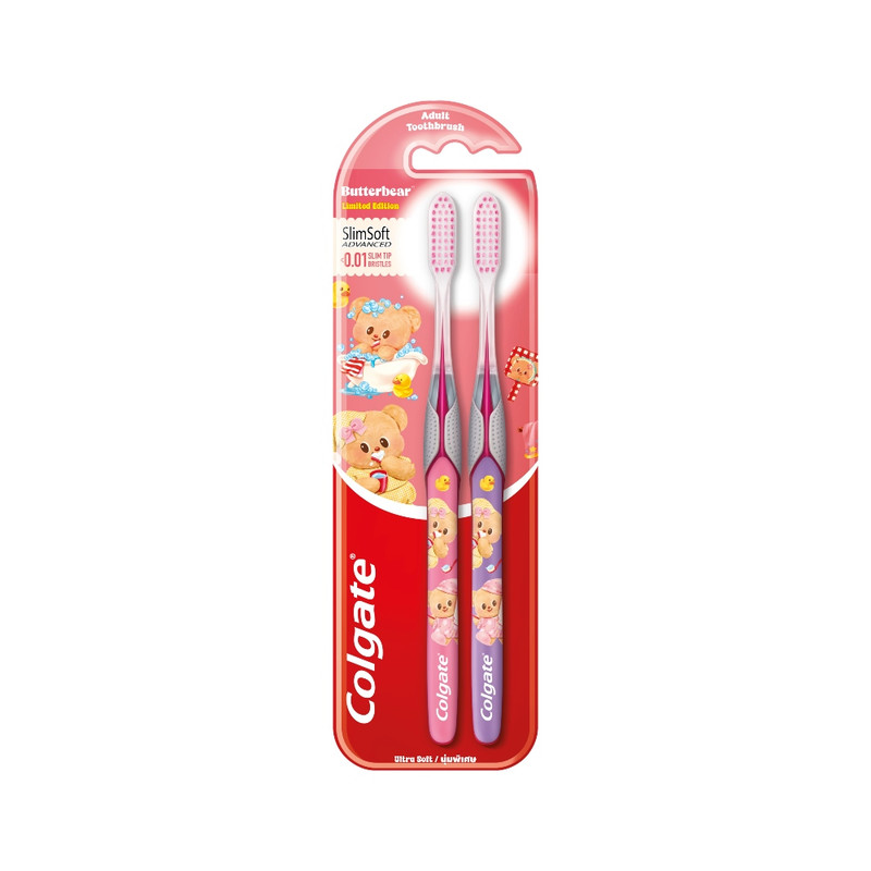 Colgate Toothbrush Slim Soft Butterbear Pack 2 (Pink)