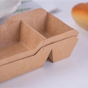 Thumbnail 5 of BIOPACK ถาดกระดาษคราฟ 2 ช่อง (ไซส์ L - 520 ml,แพ็ค 25 ใบ) ถาดอาหารกระดาษ ถาดกระดาษ ถาดขนม ถาดของทอด ถาดเฟรนฟราย