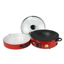 Thumbnail 3 of อิมาร์เฟล็กซ์ กระทะไฟฟ้าอลูมิเนียม ฝาแก้ว แบบเคลือบ ซึ้ง 1 ชั้น รุ่น IP-137 ความจุ 3 ล. สีแดง