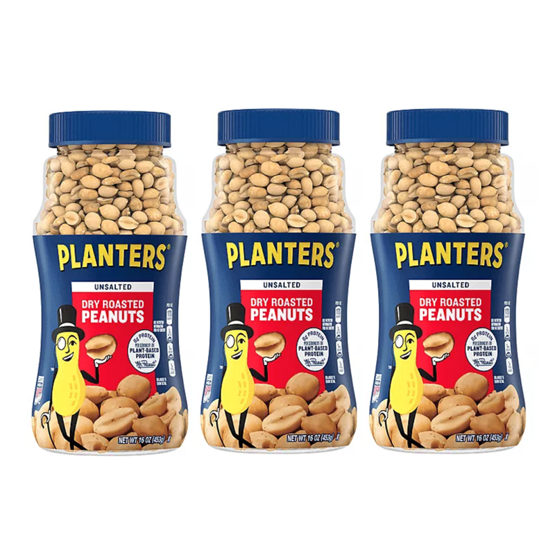 PLANTERS Dry Roasted Unsalted Peanut (Made in U.S.A) 453 G x 3 | Makro PRO