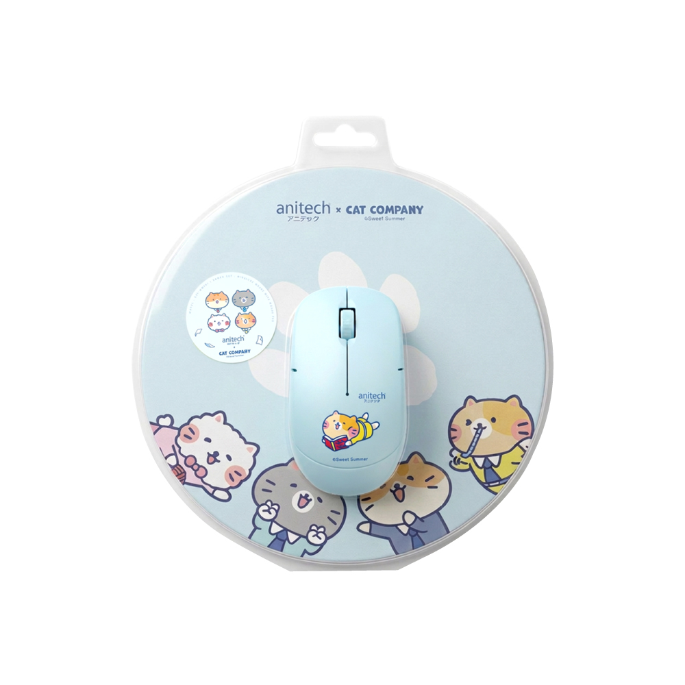 ชุดคอมโบเซ็ตเม้าส์ไร้สาย+แผ่นรองเม้าส์ CAT-WMP01-BL