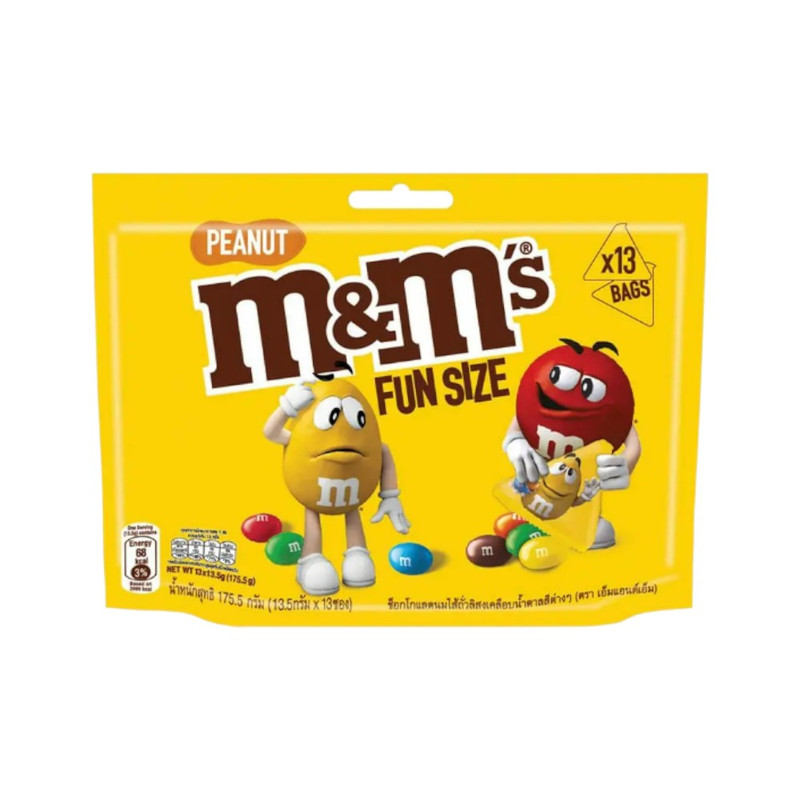 M&M's Peanut เอ็มแอนด์เอ็ม พีนัท ช็อกโกแลตนมสอดไส้ถั่วลิสง ฟันไซส์ 175.5 กรัม