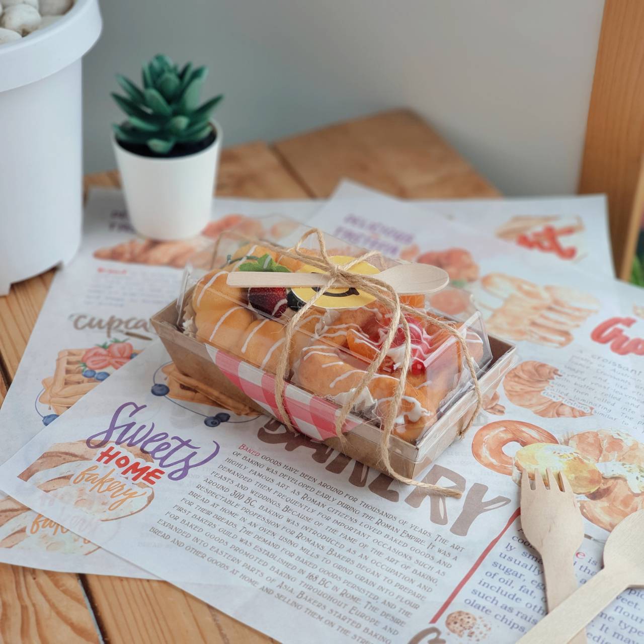 Goodboxpack กล่องผืนผ้าเล็กคราฟท์ + ฝาพลาสติก แพ็ค 50 ใบ