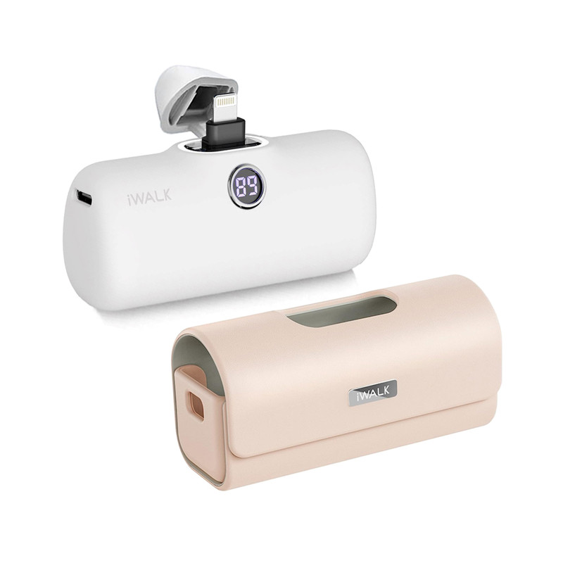 iWALK LinkPod ProPL+LinkPod Bag แบตสํารองไร้สายพร้อมกระเป๋าเคสใช้ได้กับiPhoneเกือบทุกรุ่น White-PinkBag