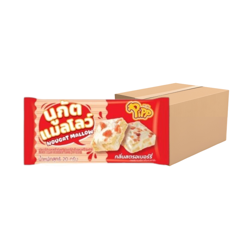NOUGAT MALLOW STRAWBERRY FLAVOR (PIPP BRAND) 20g x 12 pcs x 24 pack