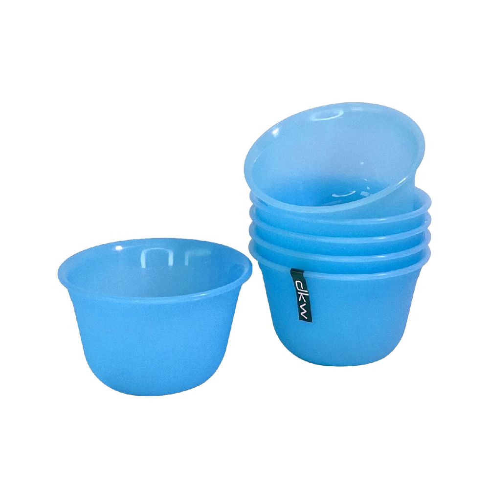 DKW Official HH-522/6 ชุดถ้วยพลาสติก (แพ็ค 6 ใบ) อุ่นไมโครเวฟได้ (มีหลายสี) Soup cup ถ้วยเล็ก สีฟ้าขุ่น