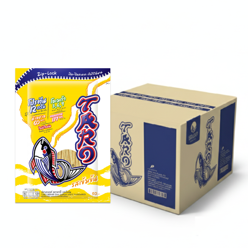 TARO FISH SNACK SPICY FLAVOURED 50G. X24