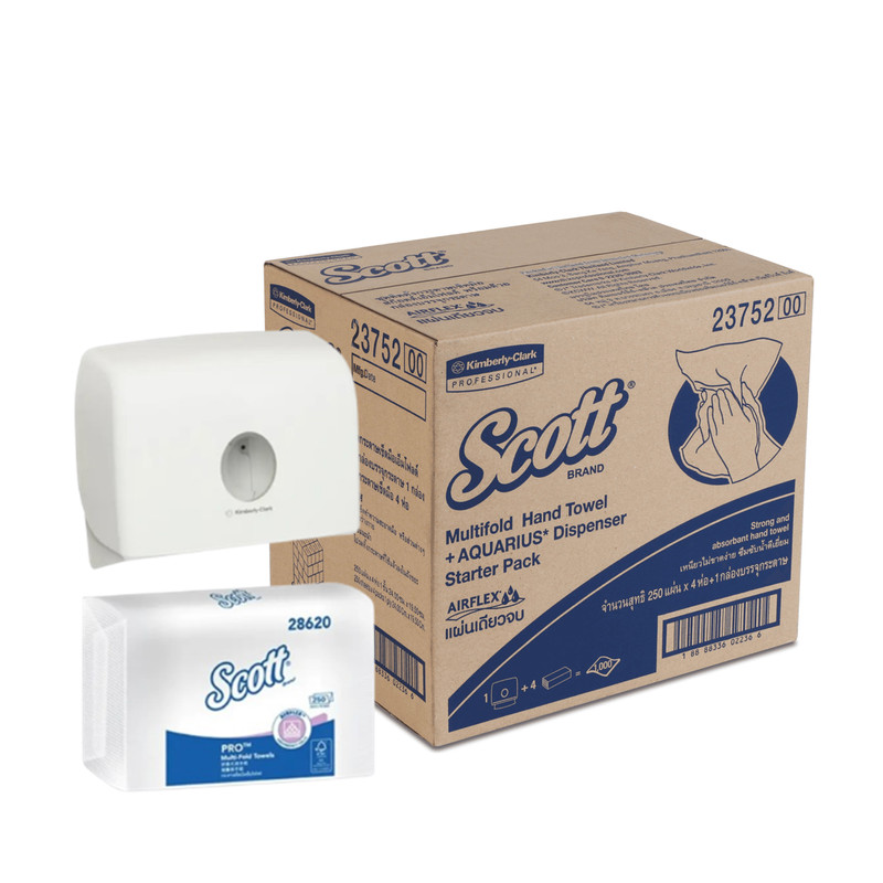 SCOTT Pro Hand Towels Pack and Dispenser Box 24.0 x 19.5 cm 250 Sheets x 8