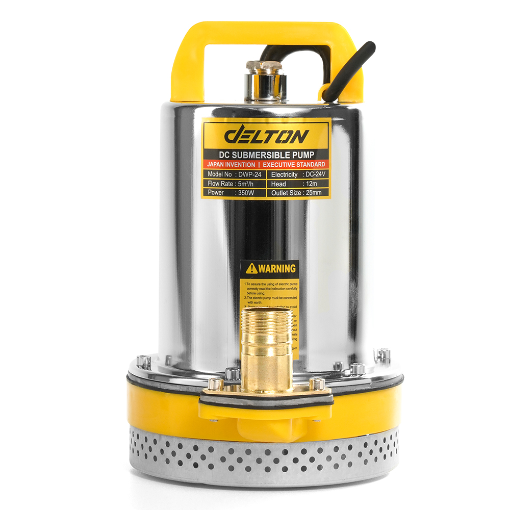 Delton ปั๊มน้ําไดโว่ DC Submersible Pump ปั๊มแช่ 1 นิ้ว รุ่นใหม่! 24V กําลังไฟ 350W แรงดูดสูง มอเตอร์ทองแดงแท้ รุ่น DWP-24