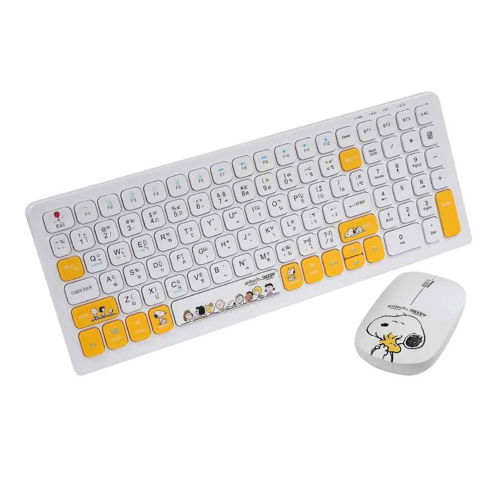 ANITECH X SNOOPY 3 Wireless Mouse Keyboard SNP-PA814-BK Duo Fuction Combo White