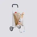 Thumbnail 1 of HomeHuk รถตะกร้าเข็นของ พับเก็บได้ 30 x 31 x 35-87 ซม. รับน้ำหนักสูงสุด 30 กก. สีเงิน