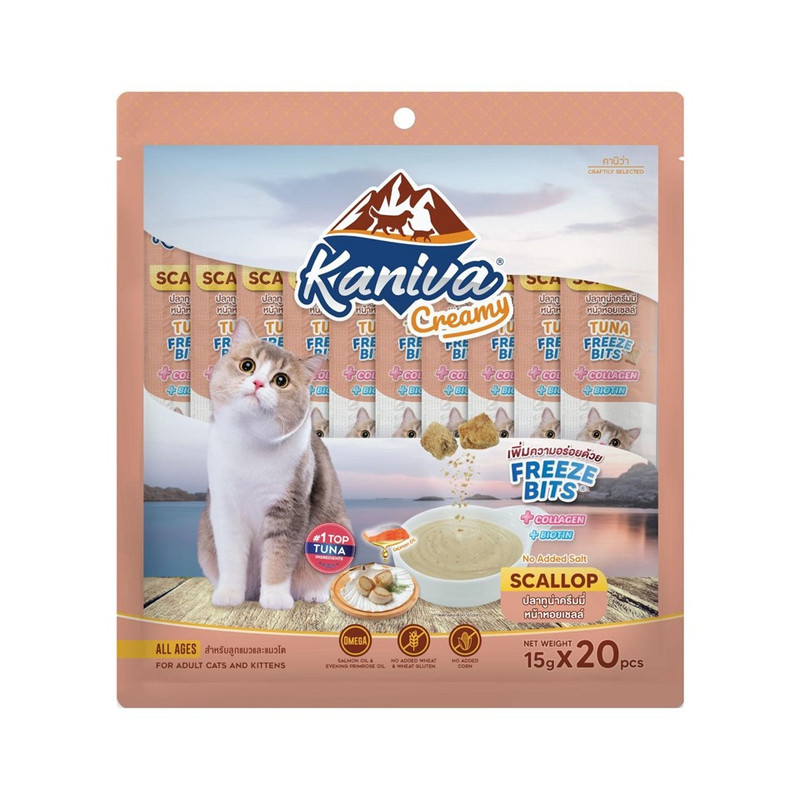 KANIVA Cat Food Creamy Tuna Topping Scallop Freeze Bits 15 g x 20