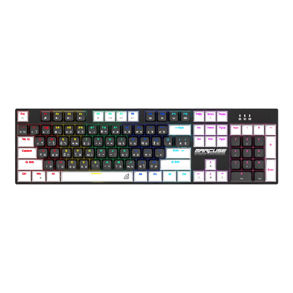 SIGNO KEYBOARD (คีย์บอร์ด) KB-727BLK MARCUSE BLACK-WHITE,BLUE SWITCH