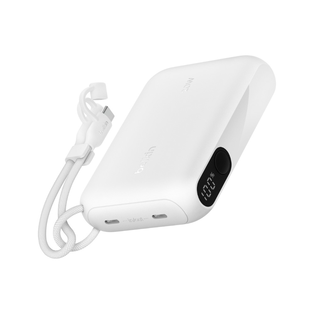 Belkin แบตสํารอง 10,000 mAh พาวเวอร์แบงค์ ชาร์จเร็ว 20W Power Bank รองรับ 3C จอแบบดิจิทัล รุ่น BPB027 (สีขาว)