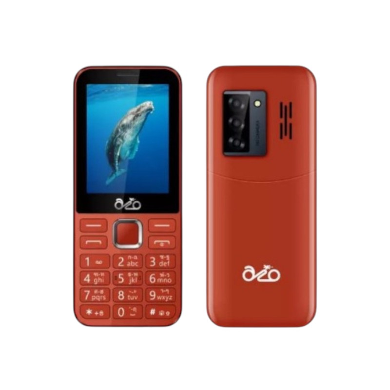 inovo ปุ่มกด AIO A802   2 ซิม จอกว้าง 2.9 นิ้ว รองรับ 4G พร้อมชาร์จ Type C มีสวิตช์ไฟฉายด้านข้าง Red