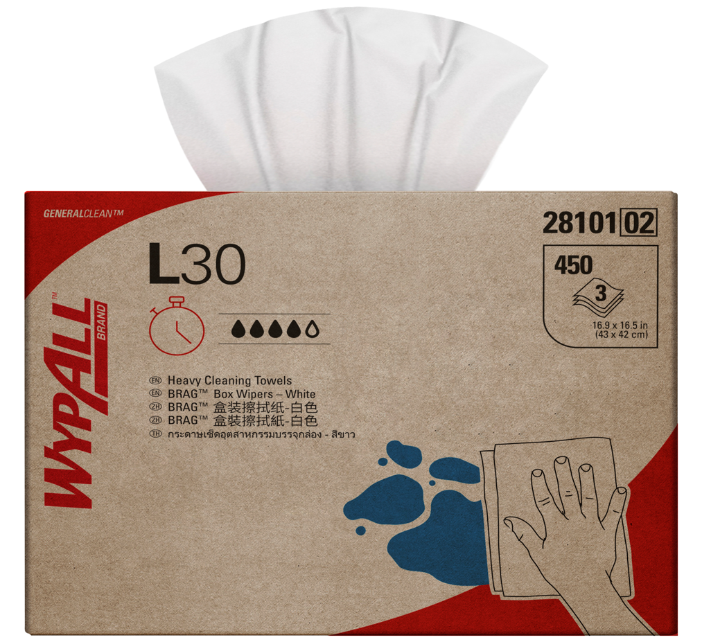 WYPALL L30 Wiper 42.0 x 43.4 cm White 450 Sheets x 2