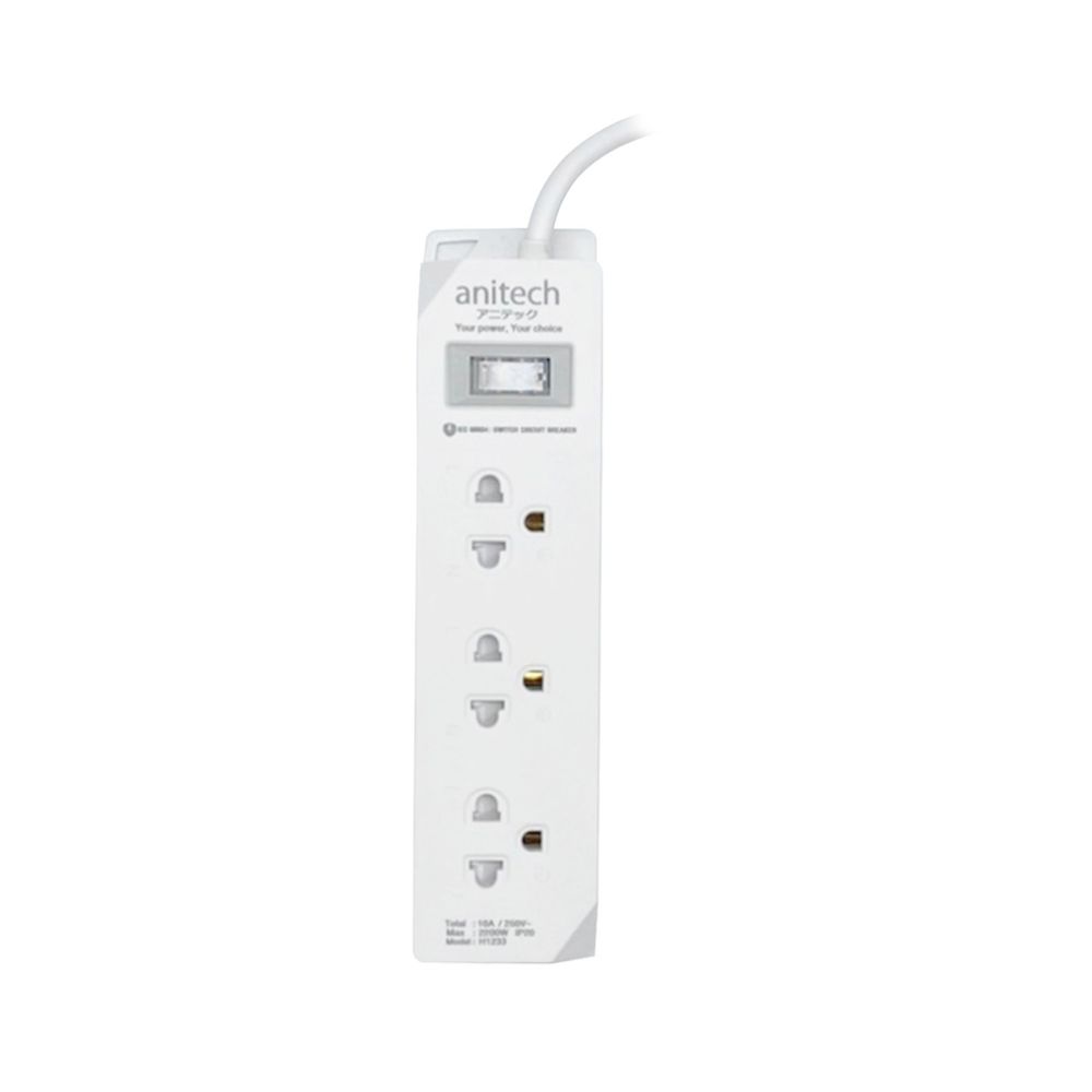 ANITECH TIS Plug 3 Way 1 Switch 3M. (H1233) White