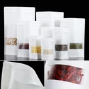 Thumbnail 3 of Matapat ถุงคราฟท์สีขาว หน้าต่างขุ่น หลังทึบ (ขาว 12x20) ตั้งได้ มีซิปล็อค White Kraft Window Zip bag ถุงขนม ซองขนม ซองใส่ชา บรรจุ 25ใบ